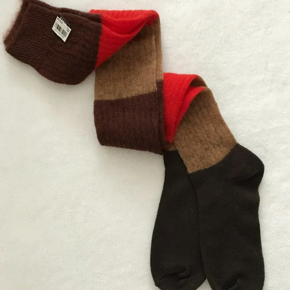 Mohair Over the Knee Colorblock Socks, Women Size O